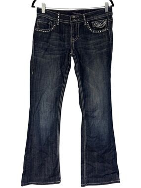 Vigoss Collection Bootcut Jeans Women’s 27 Dark Wash Studded Flap Pocket Denim